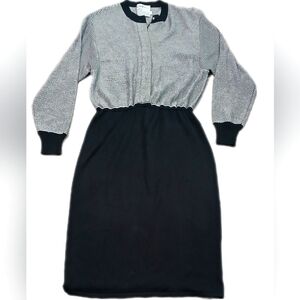 Vintage Elegant Black and Gray Women's Dress, size 12, little sparkling on gray